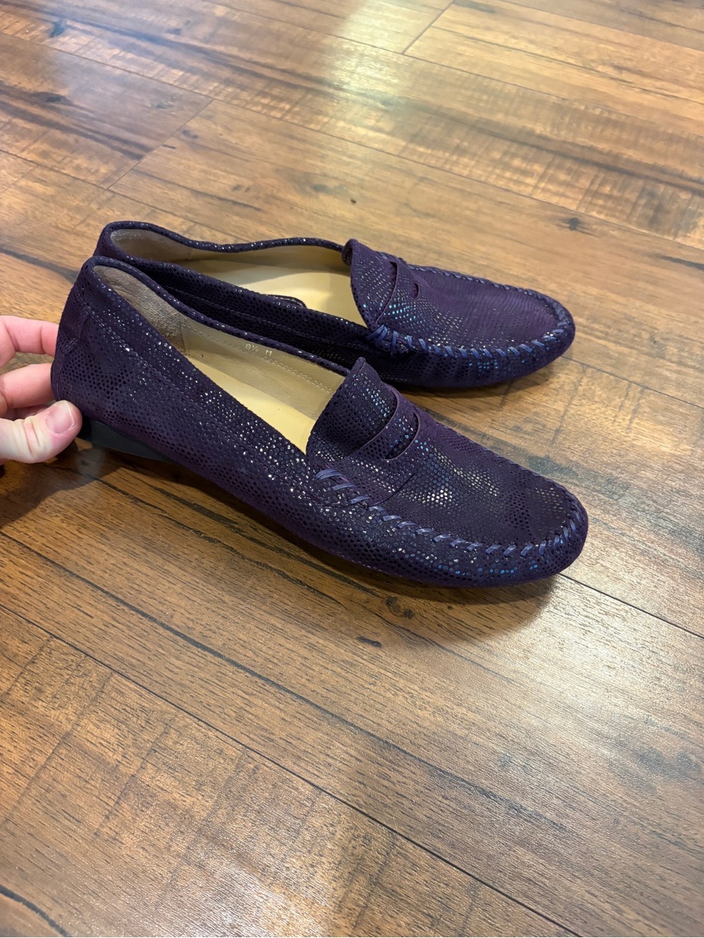 VANELi Women’s 8.5 M Purple Textured Leather Penny Loafers Driving Flats Shoes